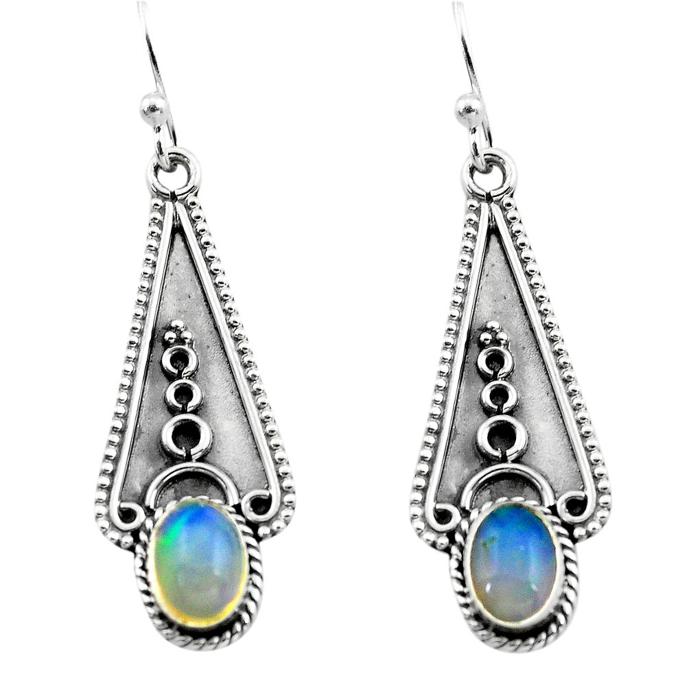 925 silver 3.06cts natural multi color ethiopian opal dangle earrings p80844