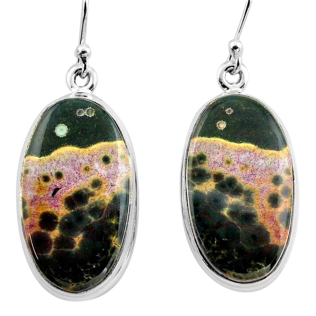 925 silver 24.75cts natural multi color ocean sea jasper dangle earrings p88679