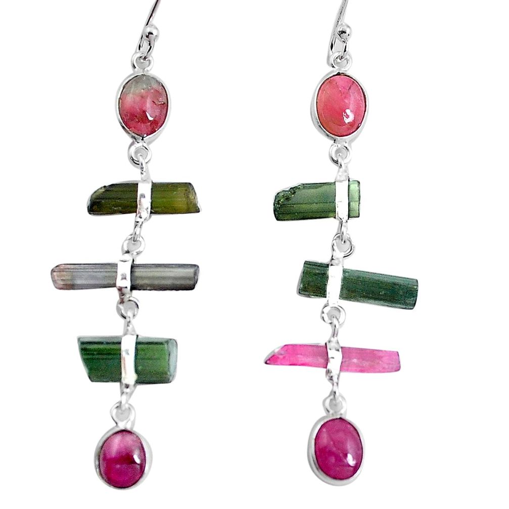 925 silver 12.93cts natural multi color tourmaline dangle earrings p43724