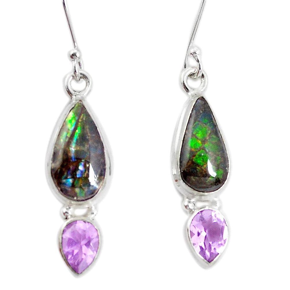 925 silver 8.73cts natural multicolor ammolite (canadian) dangle earrings p32574