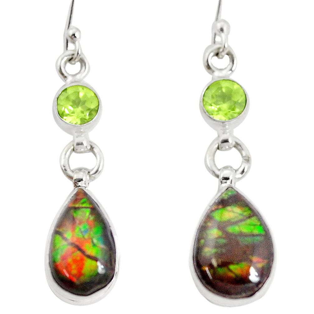 925 silver 9.61cts natural multicolor ammolite (canadian) dangle earrings p32584