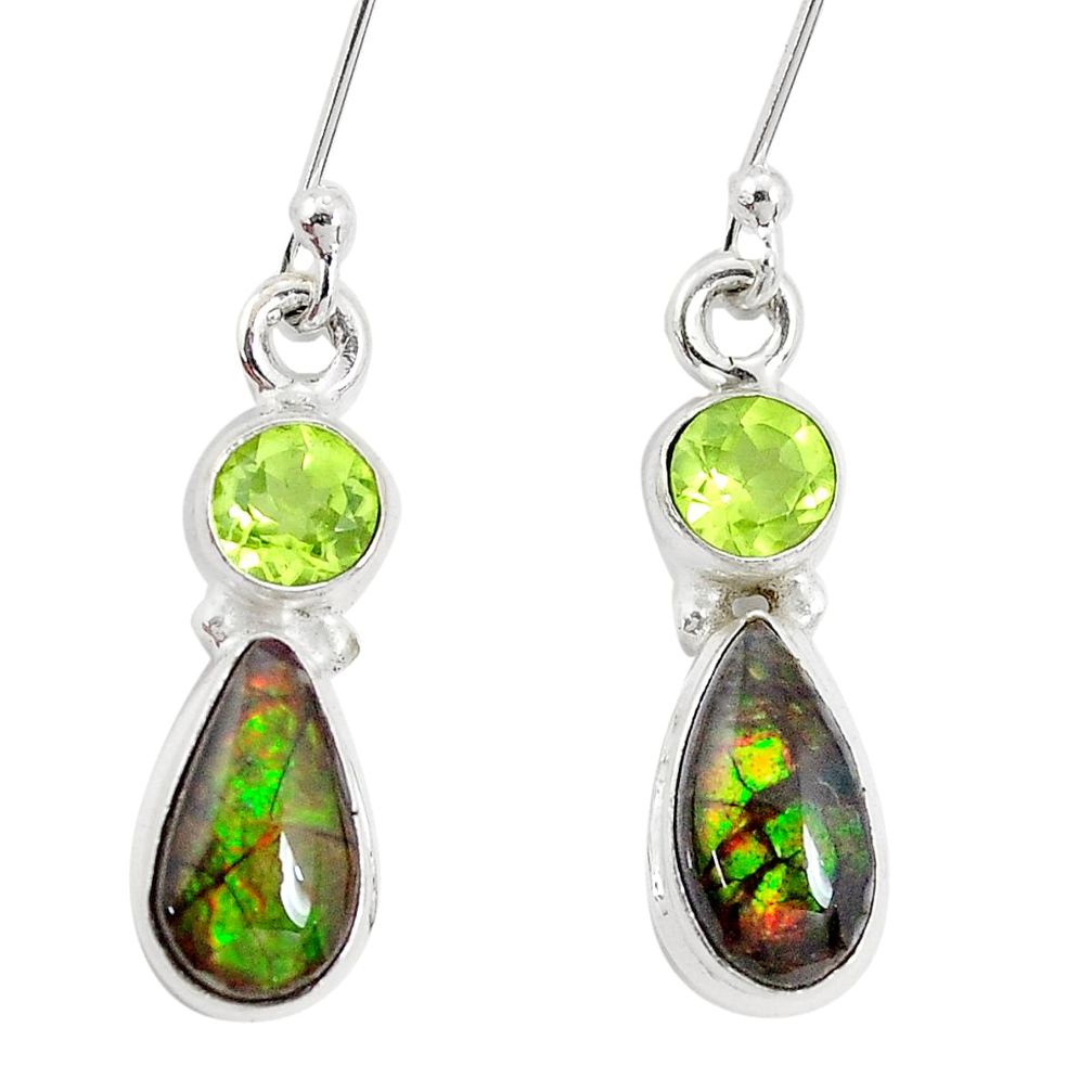 925 silver 7.97cts natural multicolor ammolite (canadian) dangle earrings p32589