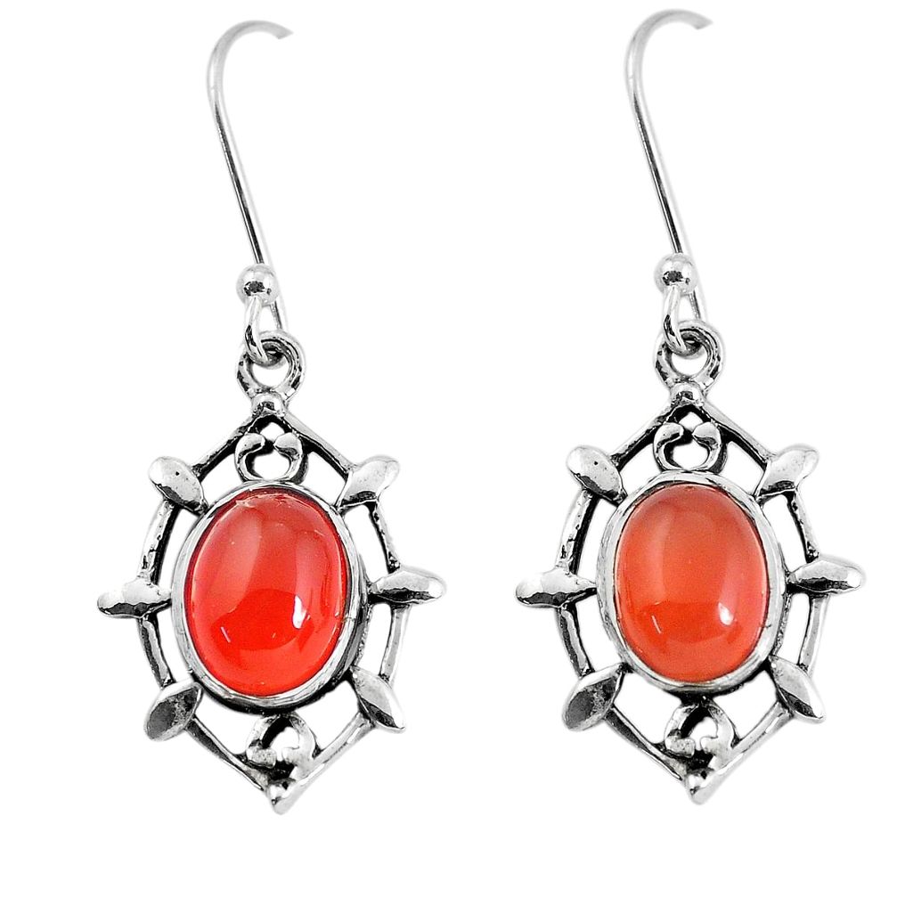 925 silver 6.40cts natural orange cornelian (carnelian) dangle earrings p58104