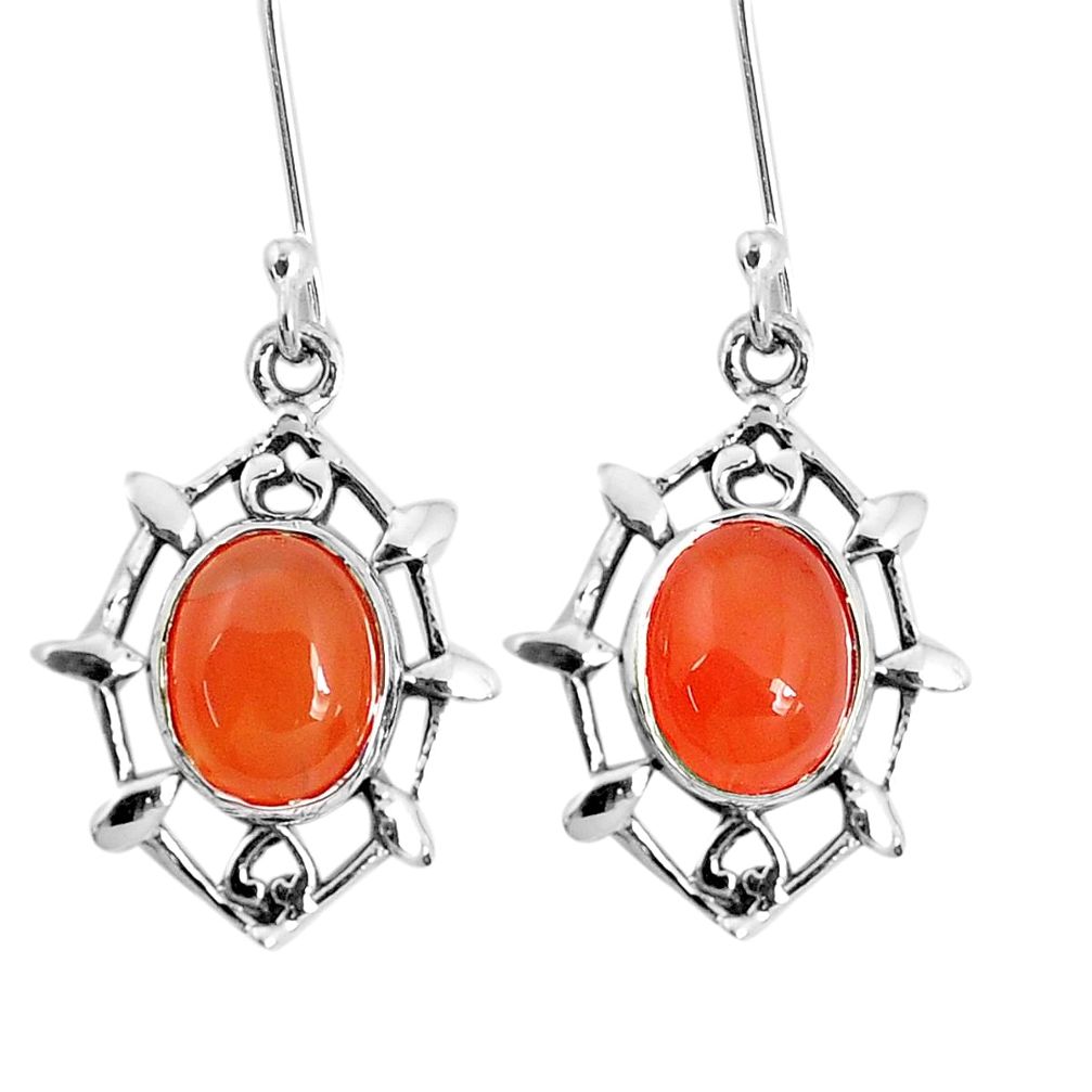 925 silver 6.70cts natural orange cornelian (carnelian) dangle earrings p58167