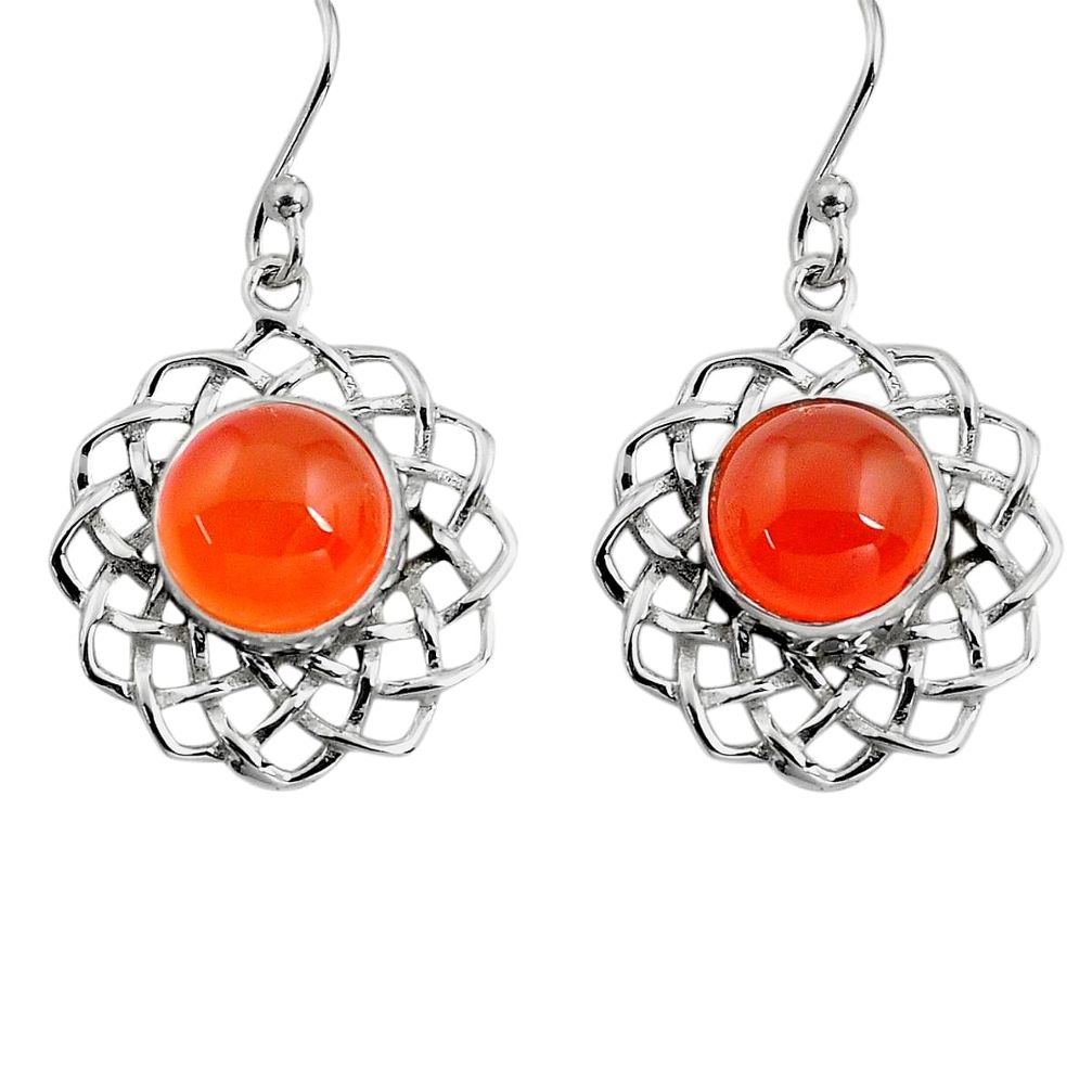 925 silver 6.85cts natural orange cornelian (carnelian) dangle earrings p84984