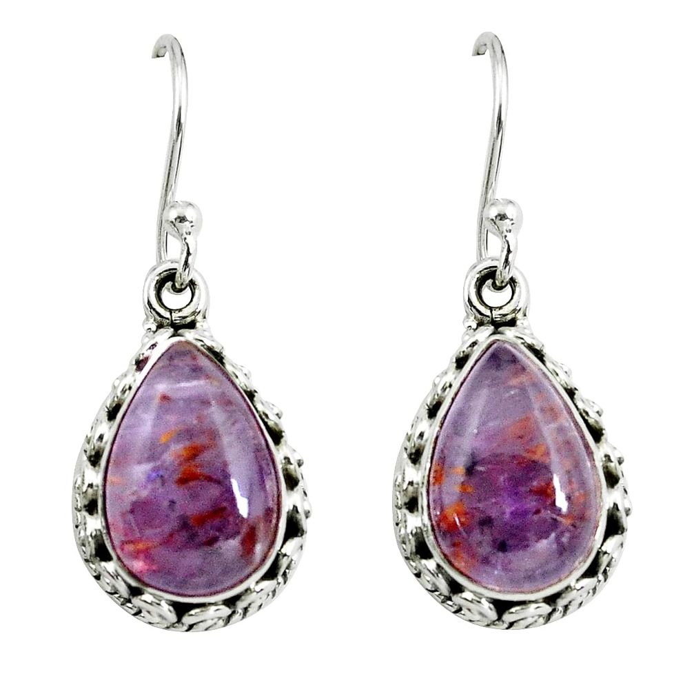 925 silver 7.84cts natural purple cacoxenite super seven dangle earrings p67214