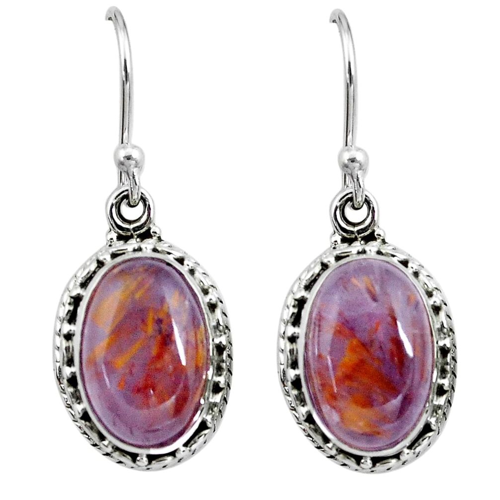 925 silver 8.14cts natural purple cacoxenite super seven dangle earrings p67255