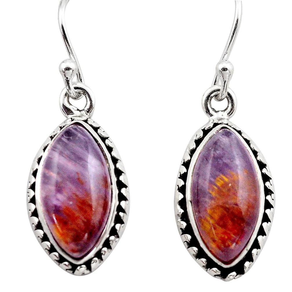 925 silver 11.73cts natural purple cacoxenite super seven dangle earrings p86136