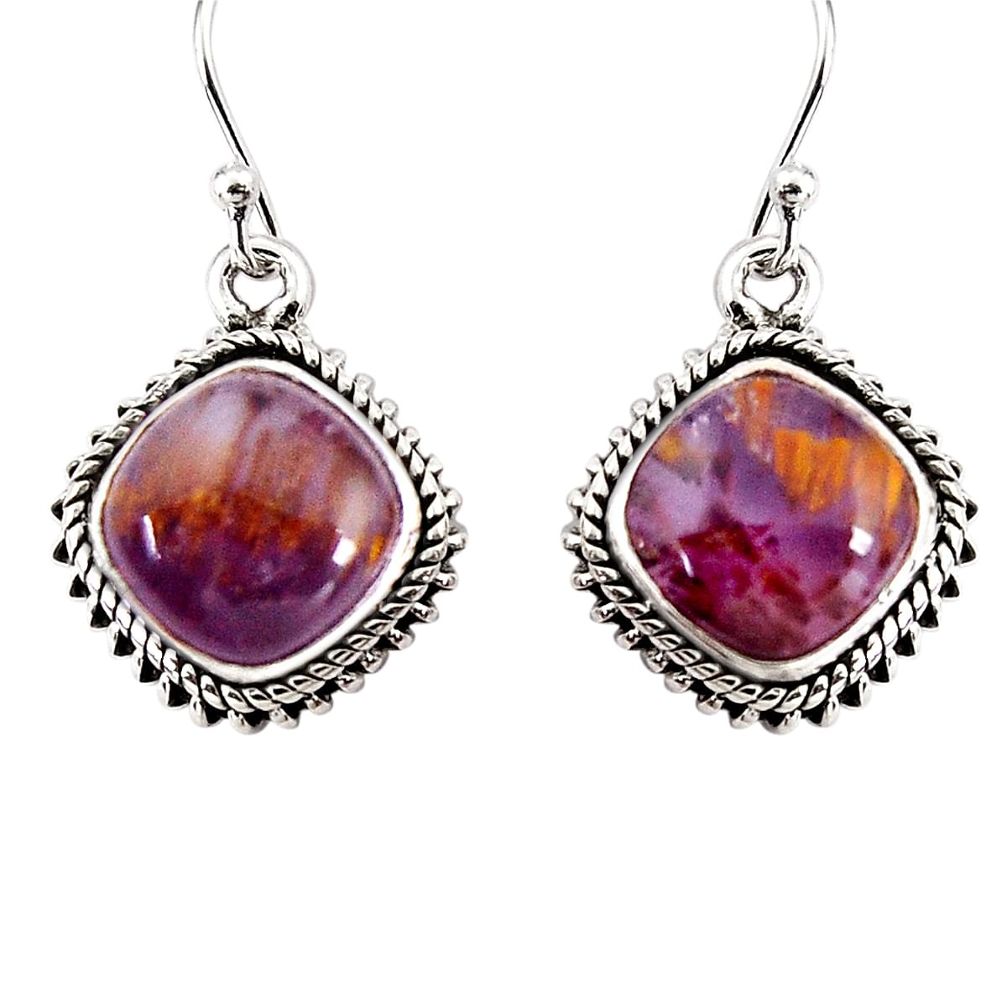 925 silver 10.78cts natural purple cacoxenite super seven dangle earrings p91589