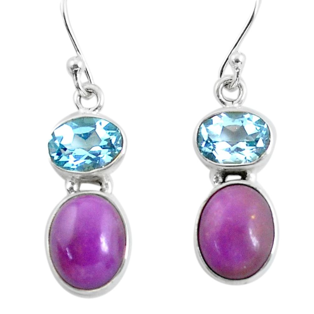 925 silver 10.32cts natural purple phosphosiderite dangle earrings p57324