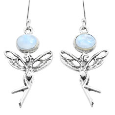 925 silver 4.65cts natural rainbow moonstone angel wings fairy earrings p50760