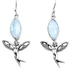 925 silver 9.45cts natural rainbow moonstone angel wings fairy earrings p54900