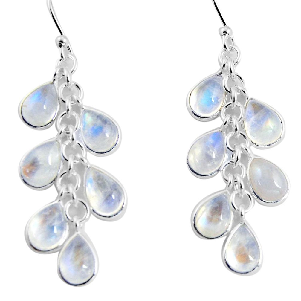 925 silver 17.02cts natural rainbow moonstone chandelier earrings p90039