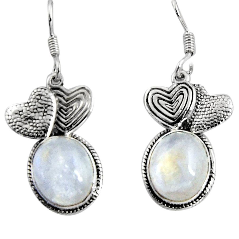 925 silver 11.23cts natural rainbow moonstone couple hearts earrings d32411
