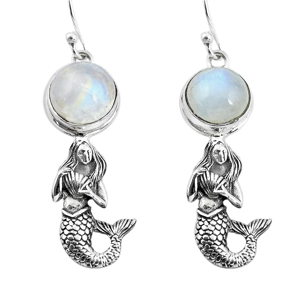 925 silver 9.23cts natural rainbow moonstone fairy mermaid earrings p55480