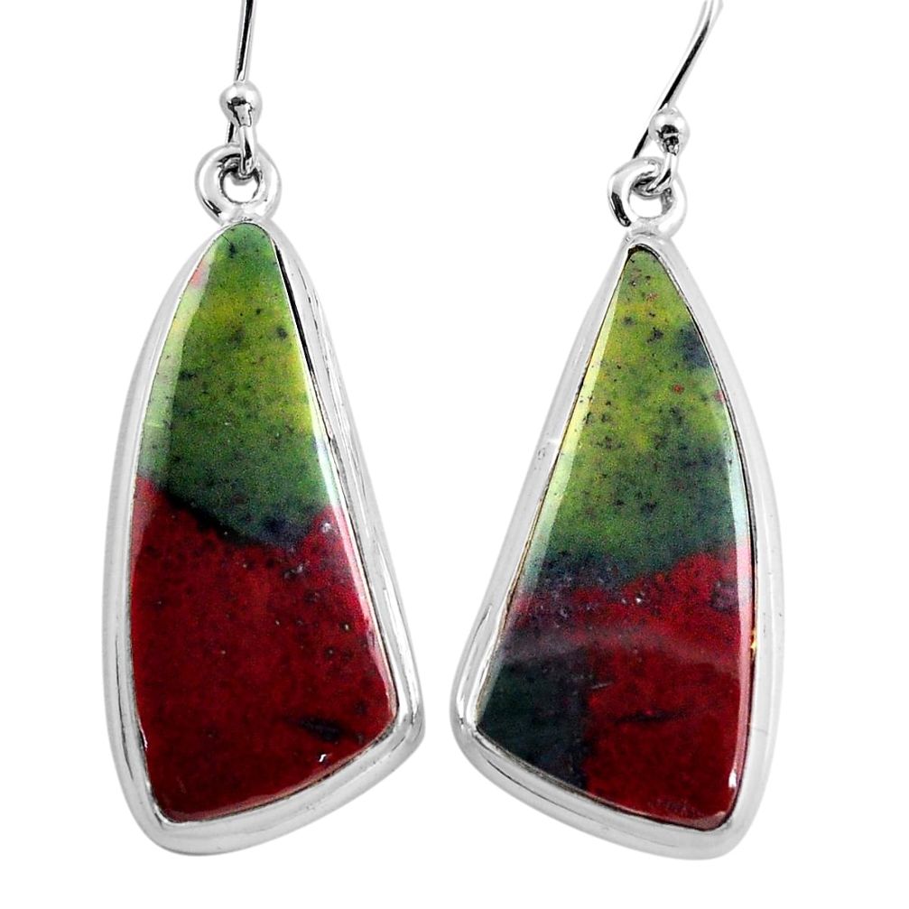 925 silver 23.87cts natural red bloodstone african (heliotrope) earrings p88724