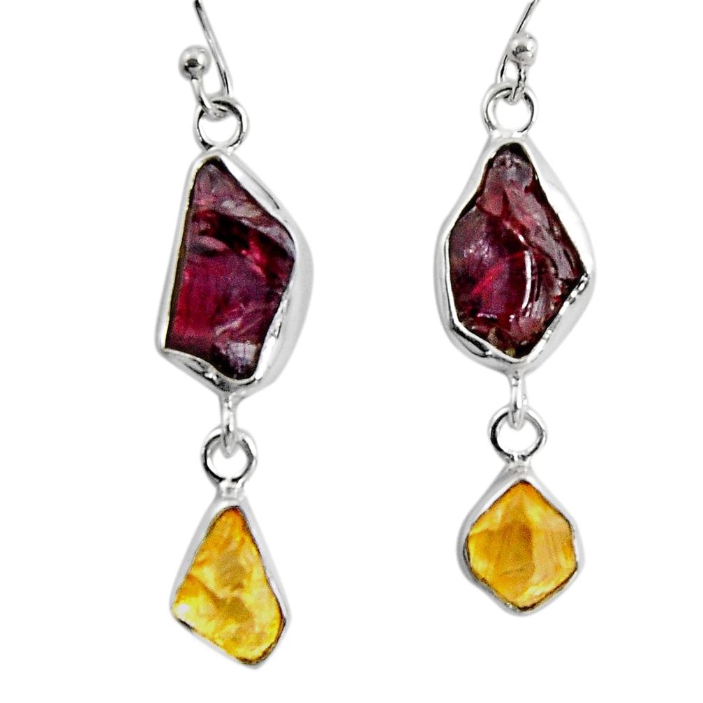 925 silver 15.33cts natural red garnet rough citrine rough earrings d32392