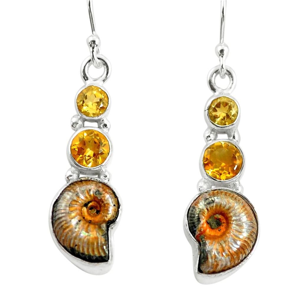 925 silver 12.83cts natural russian jurassic opal ammonite earrings p64688