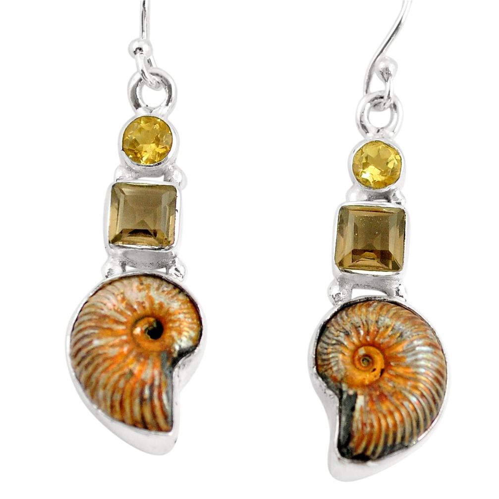 925 silver 15.31cts natural russian jurassic opal ammonite earrings p64692