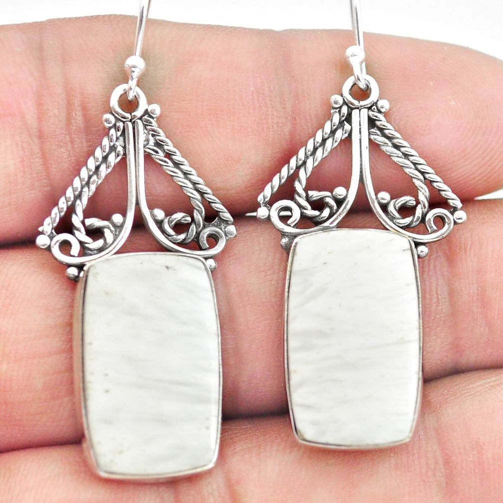 925 silver 18.94cts natural scolecite high vibration crystal earrings p72660