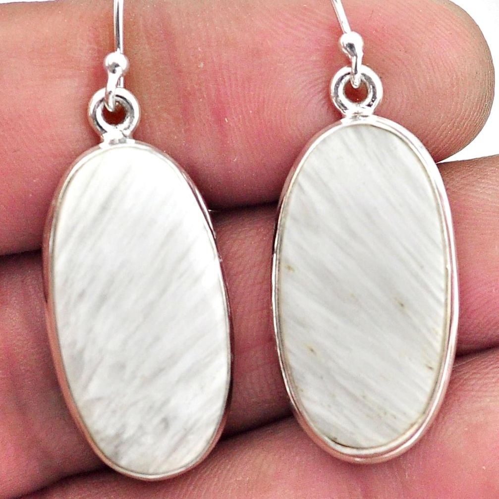 925 silver 19.72cts natural scolecite high vibration crystal earrings p88694