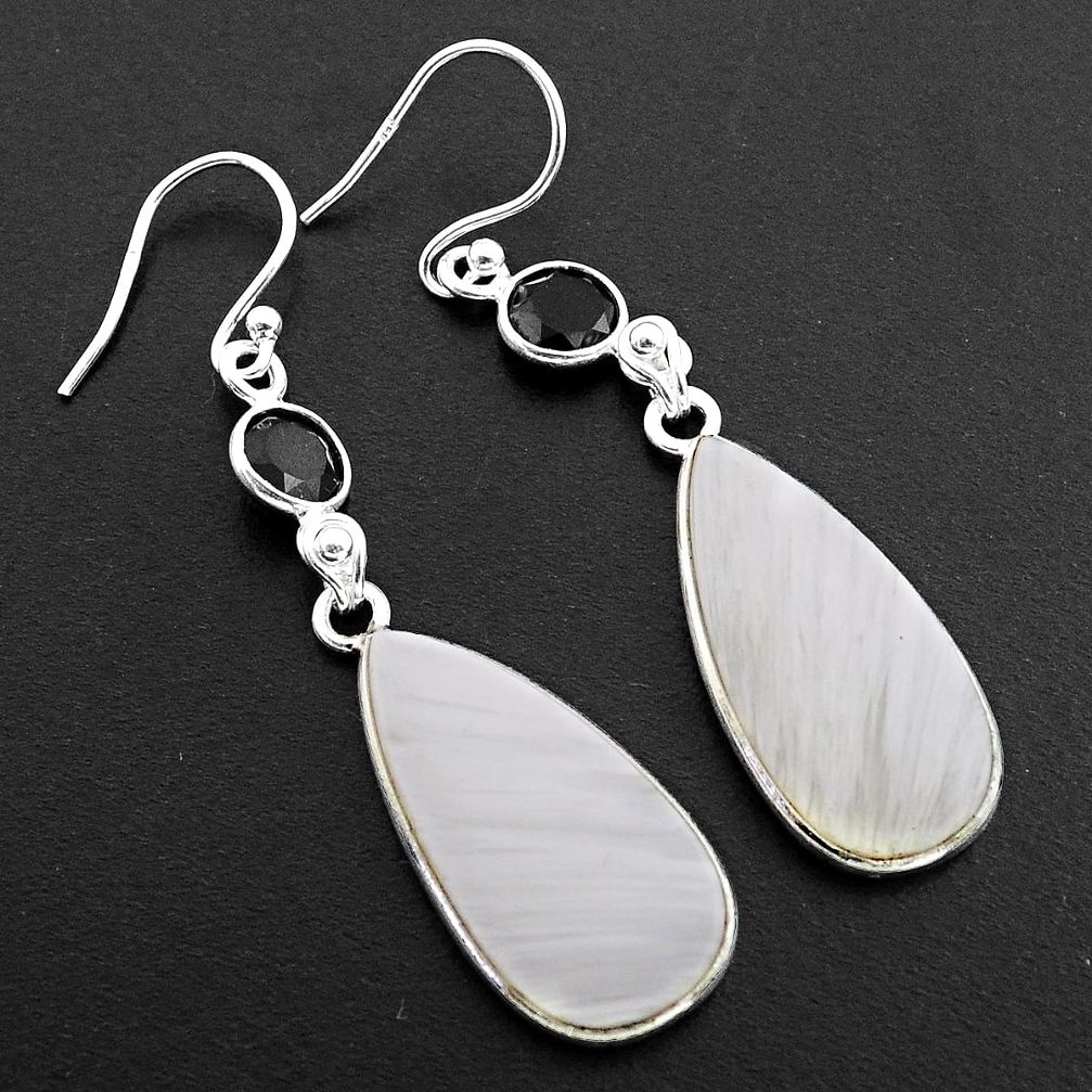 925 silver 17.08cts natural scolecite high vibration crystal earrings p88824