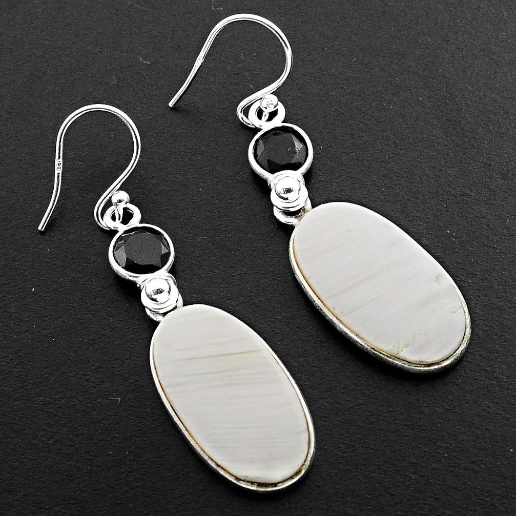 925 silver 17.08cts natural scolecite high vibration crystal earrings p88829