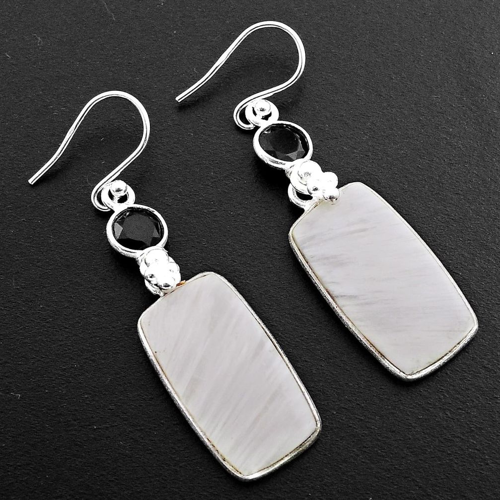 925 silver 18.07cts natural scolecite high vibration crystal earrings p88832