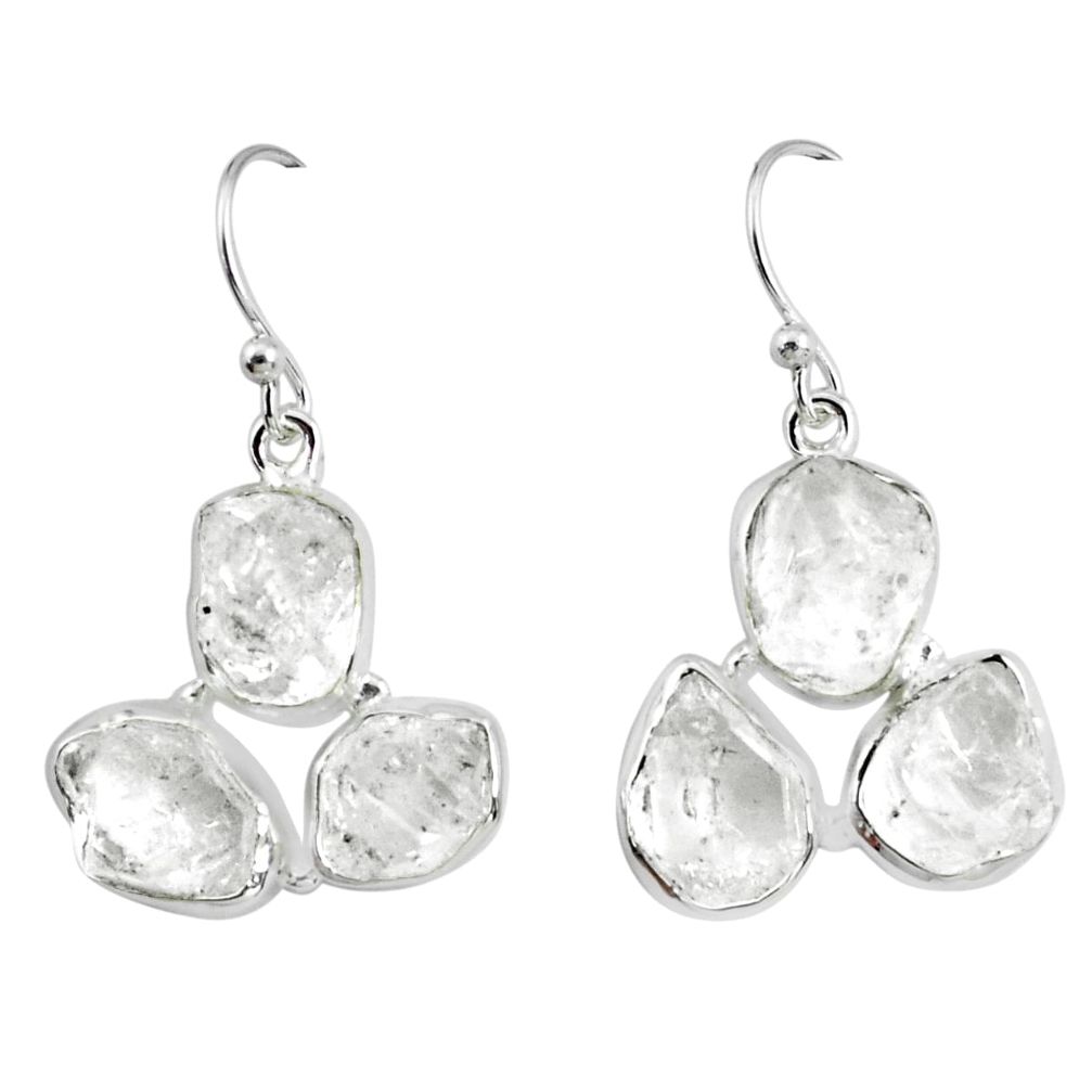 925 silver 20.07cts natural white herkimer diamond dangle earrings p68834