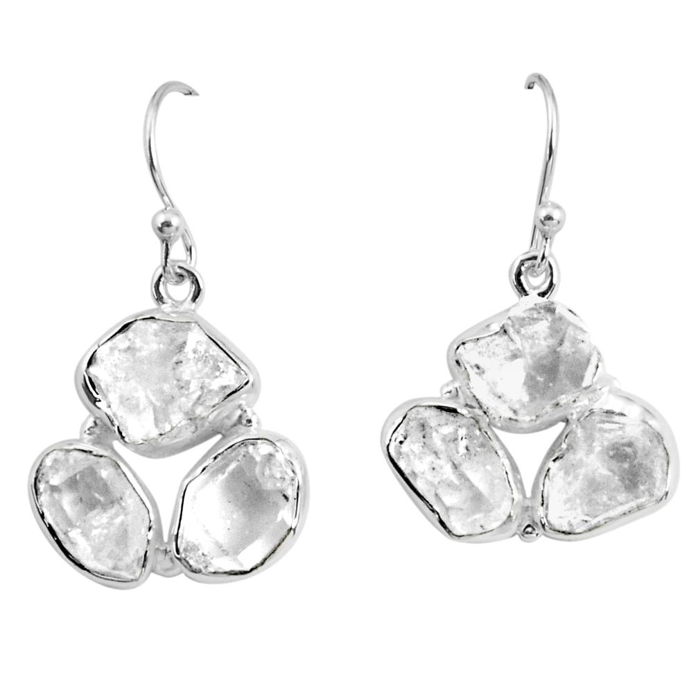 925 silver 20.65cts natural white herkimer diamond dangle earrings p68840