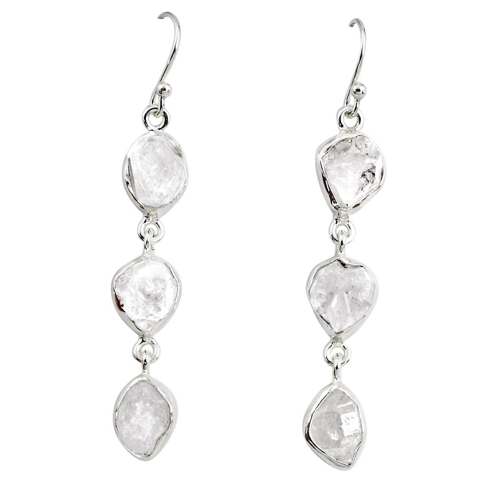 925 silver 22.57cts natural white herkimer diamond dangle earrings p68852