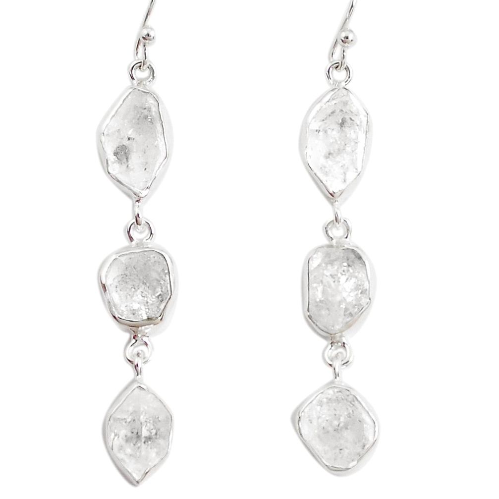 925 silver 25.00cts natural white herkimer diamond fancy dangle earrings p44164