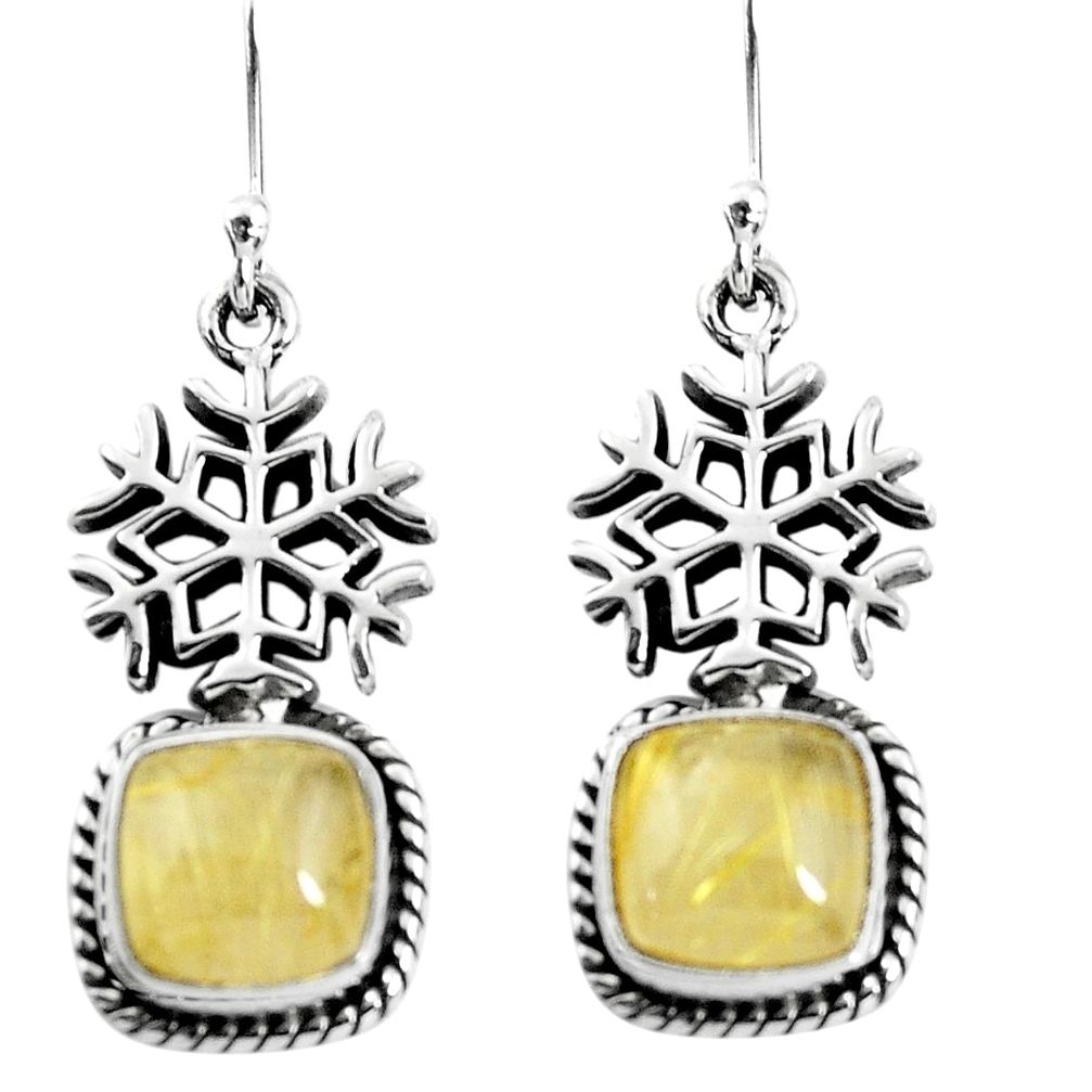 925 silver 7.12cts snowflake natural golden tourmaline rutile earrings p54904