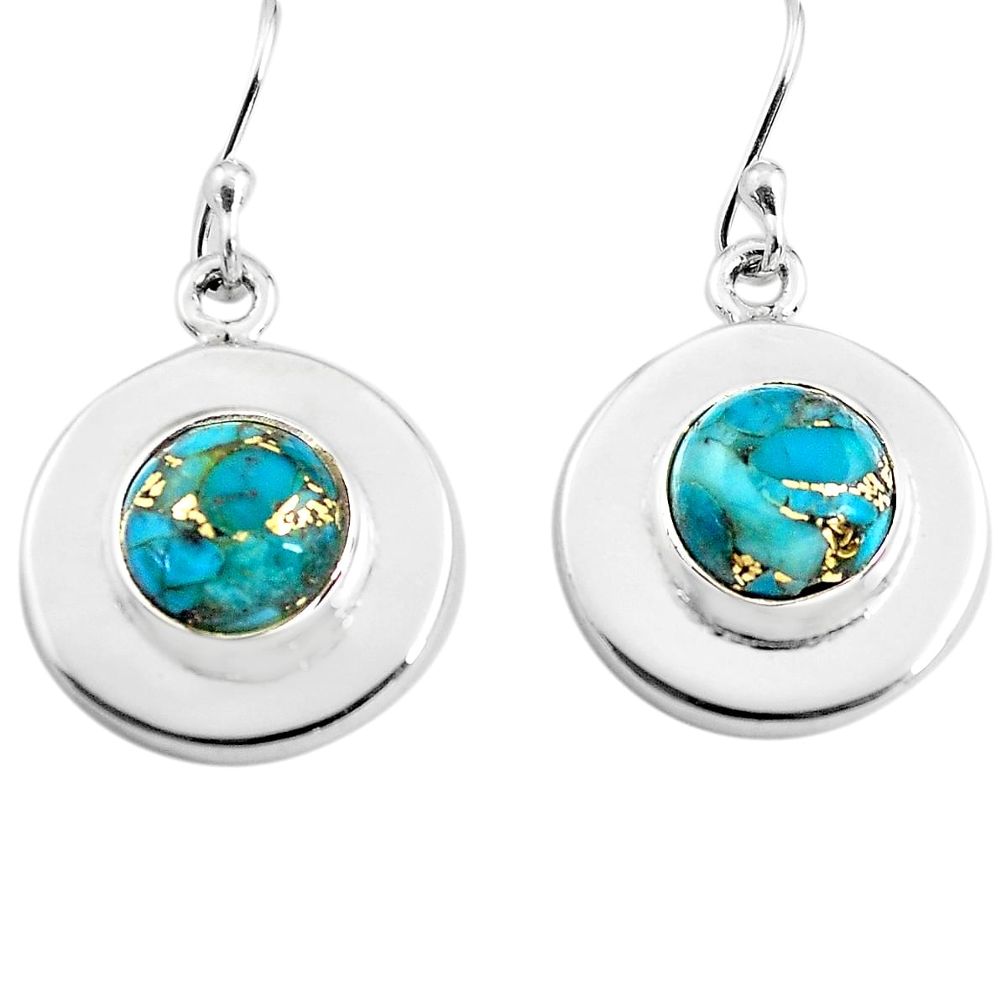 925 sterling silver 6.39cts blue copper turquoise dangle earrings jewelry p85667