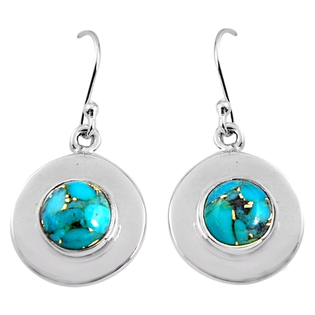 925 sterling silver 5.21cts blue copper turquoise dangle earrings jewelry p91475