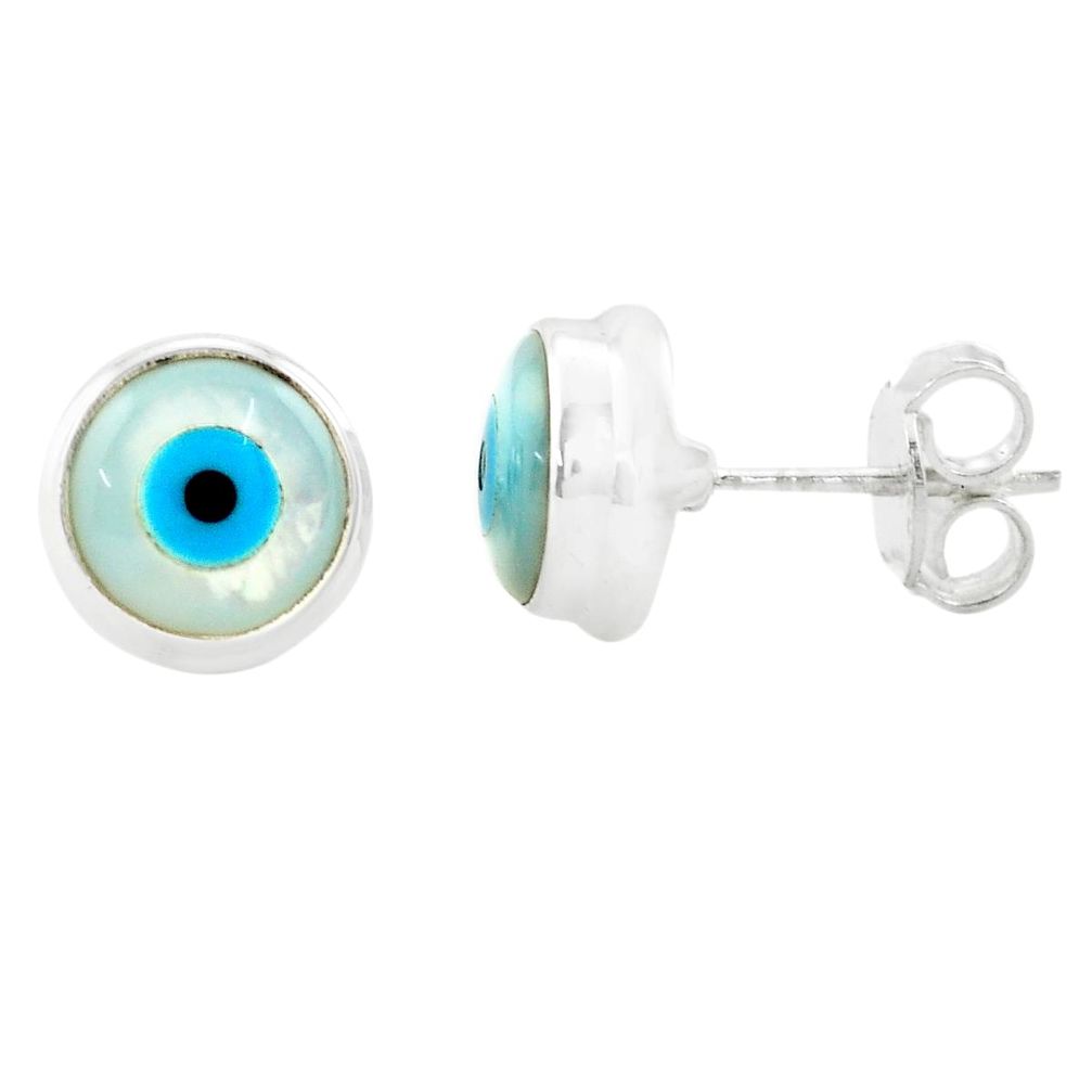 925 sterling silver 5.87cts blue evil eye talismans stud earrings jewelry p74535