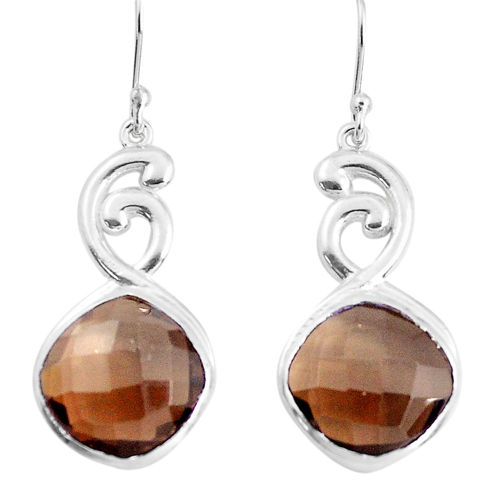 925 sterling silver 14.74cts brown smoky topaz dangle earrings jewelry p43720