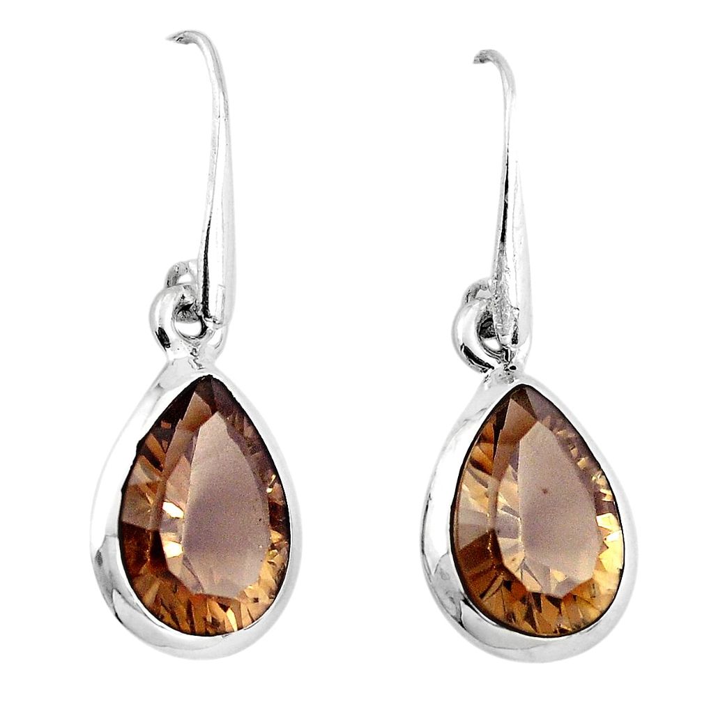 925 sterling silver 11.25cts brown smoky topaz dangle earrings jewelry p50899