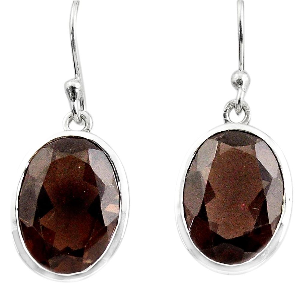 925 sterling silver 12.60cts brown smoky topaz dangle earrings jewelry p84078