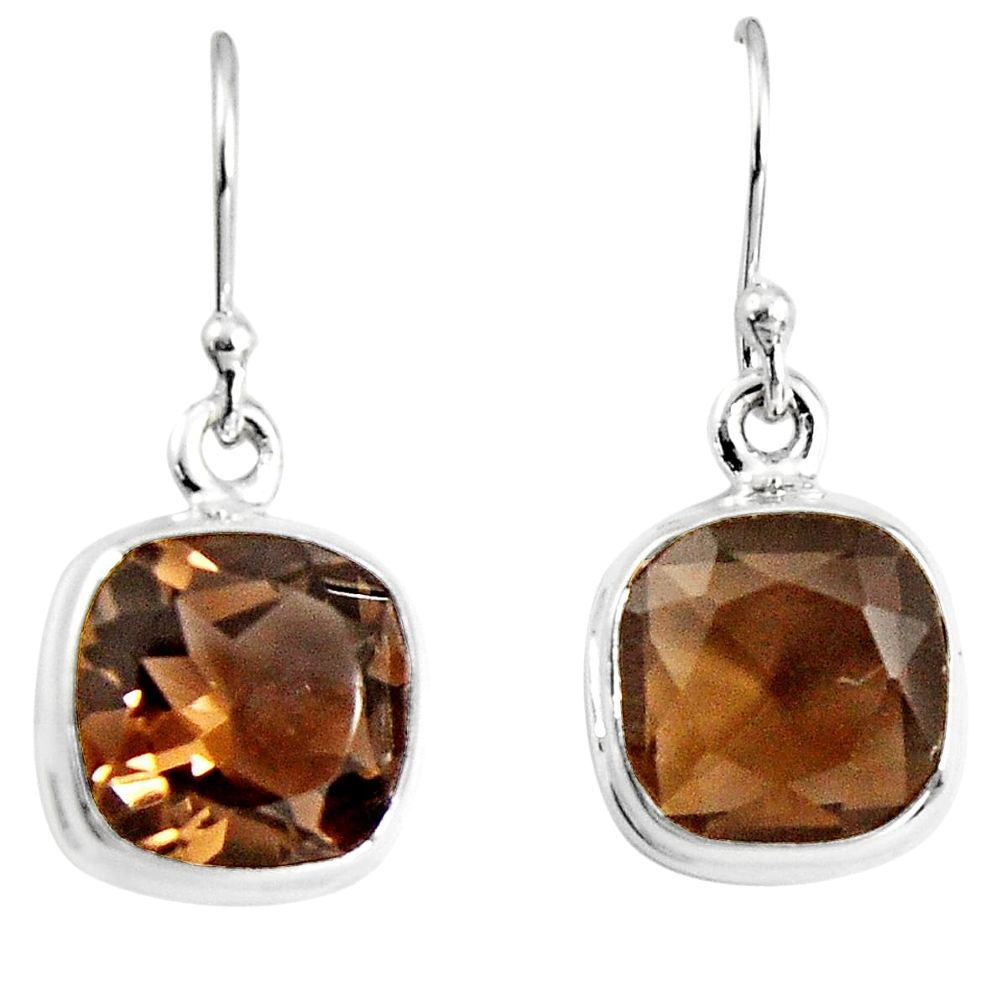 925 sterling silver 10.19cts brown smoky topaz dangle earrings jewelry p89384