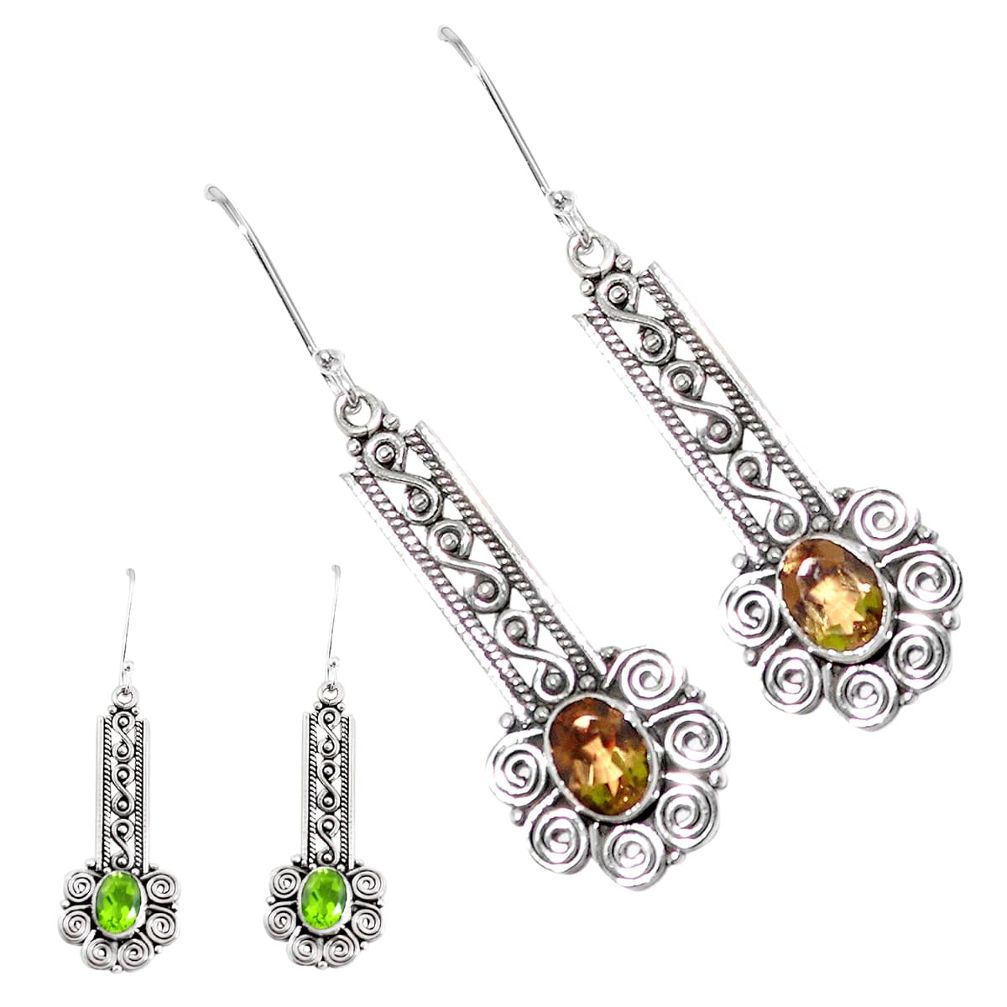 925 sterling silver 3.92cts green alexandrite (lab) dangle earrings p43151