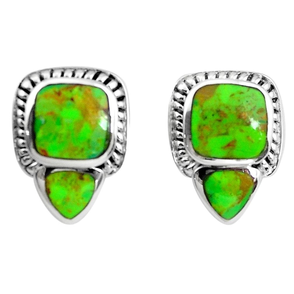 925 sterling silver 8.03cts green copper turquoise stud earrings jewelry c2844