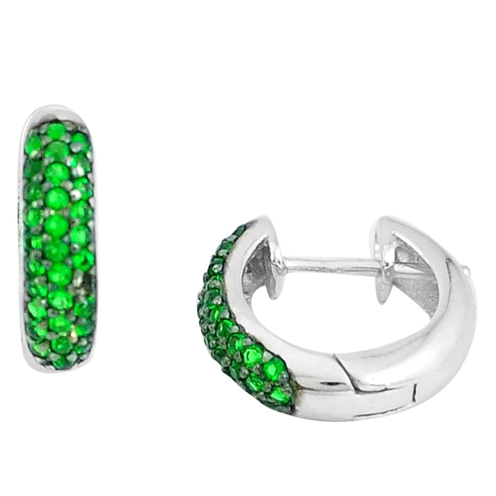 925 sterling silver 3.58cts green emerald (lab) earrings jewelry c1346