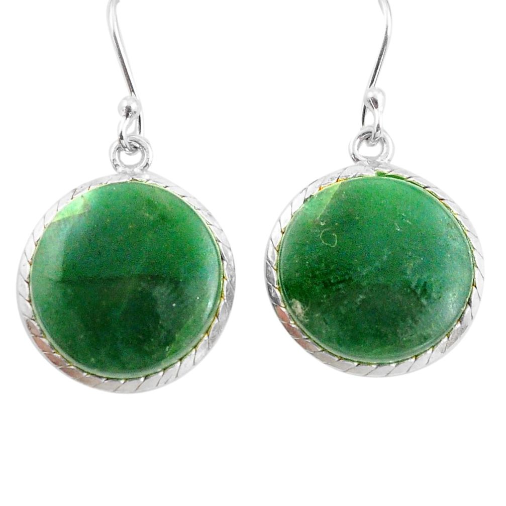 925 sterling silver 14.23cts green jade dangle earrings jewelry p72680
