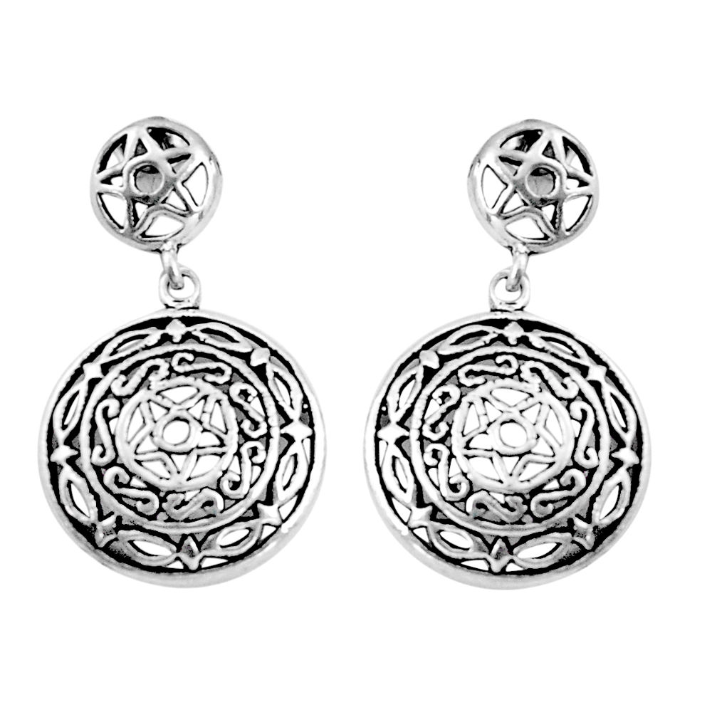 925 sterling silver 6.26gms indonesian bali style solid dangle earrings c5324