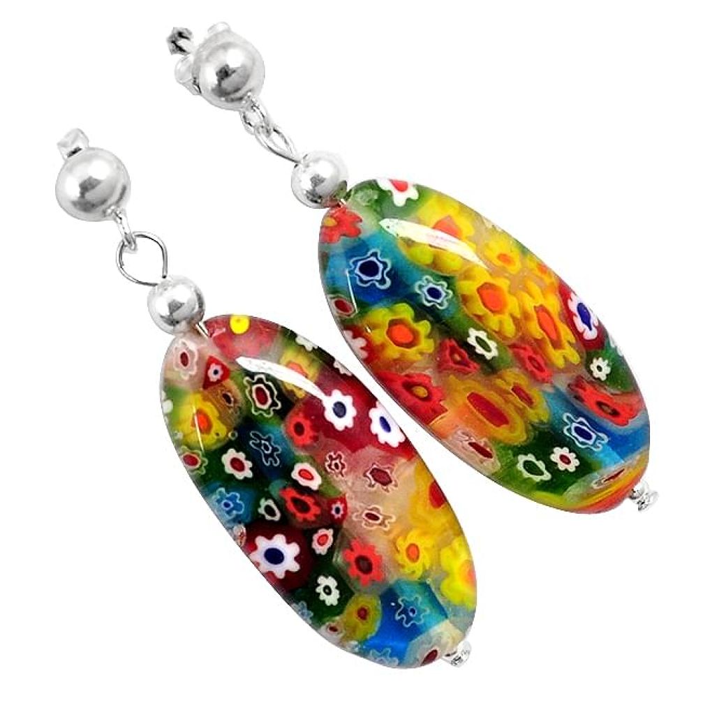 925 sterling silver italian murano flower glass dangle earrings jewelry h54158