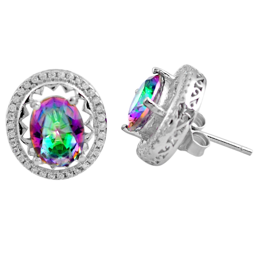 925 sterling silver 7.63cts multi color rainbow topaz topaz stud earrings c4534