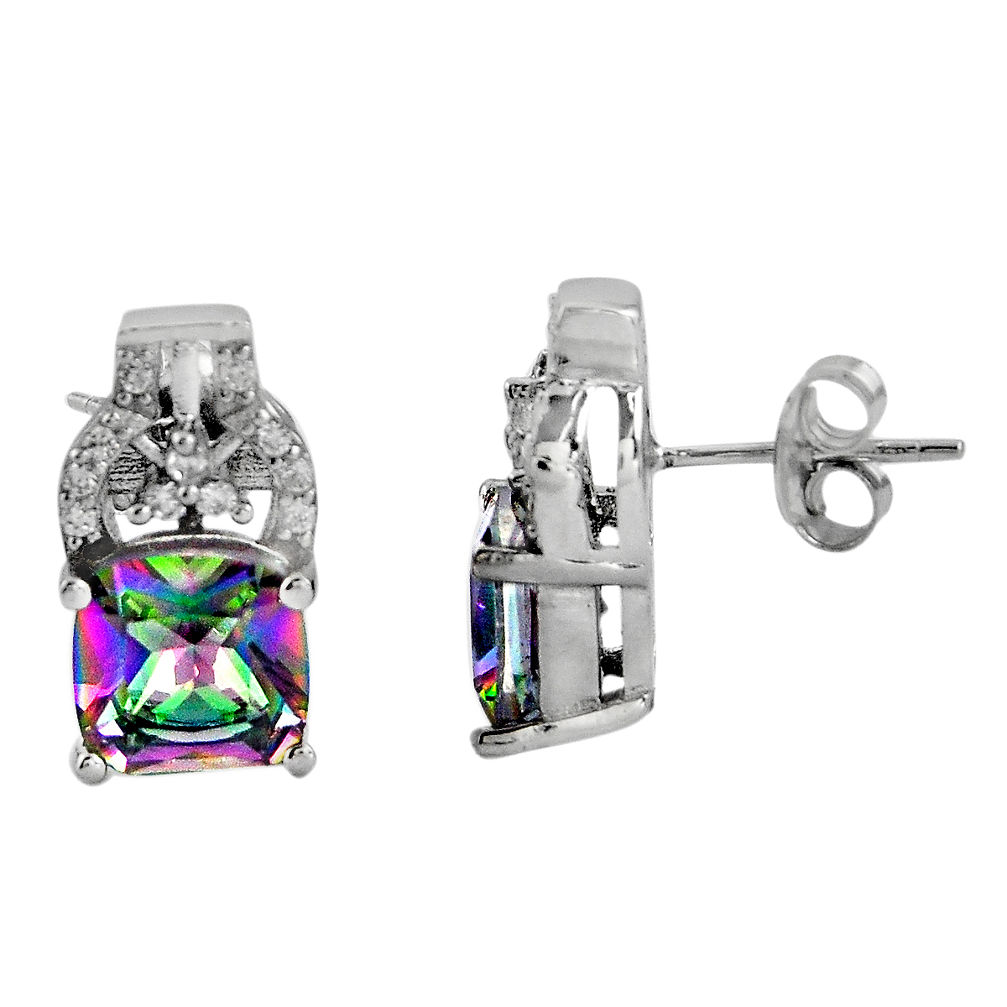 LAB 925 sterling silver 8.54cts multi color rainbow topaz topaz stud earrings c5144