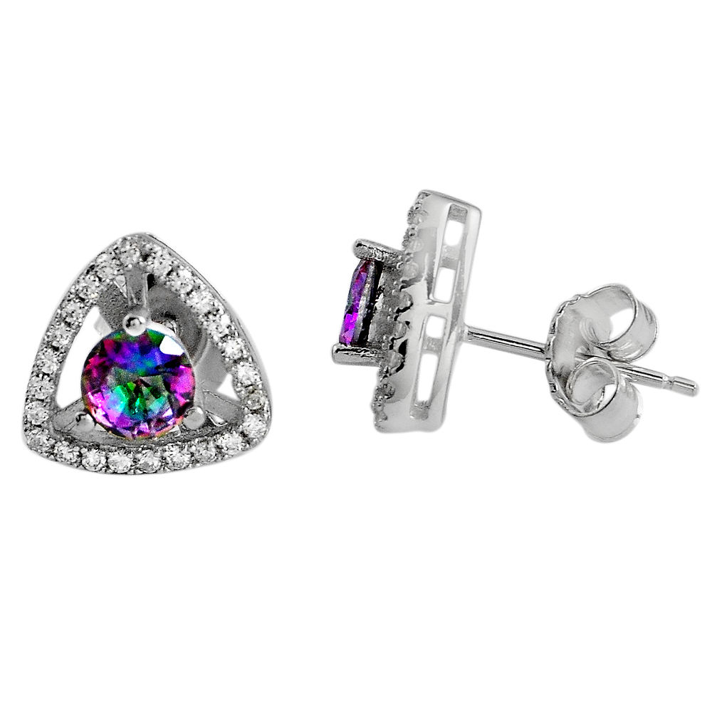 925 sterling silver 2.89cts multi color rainbow topaz topaz stud earrings c5160