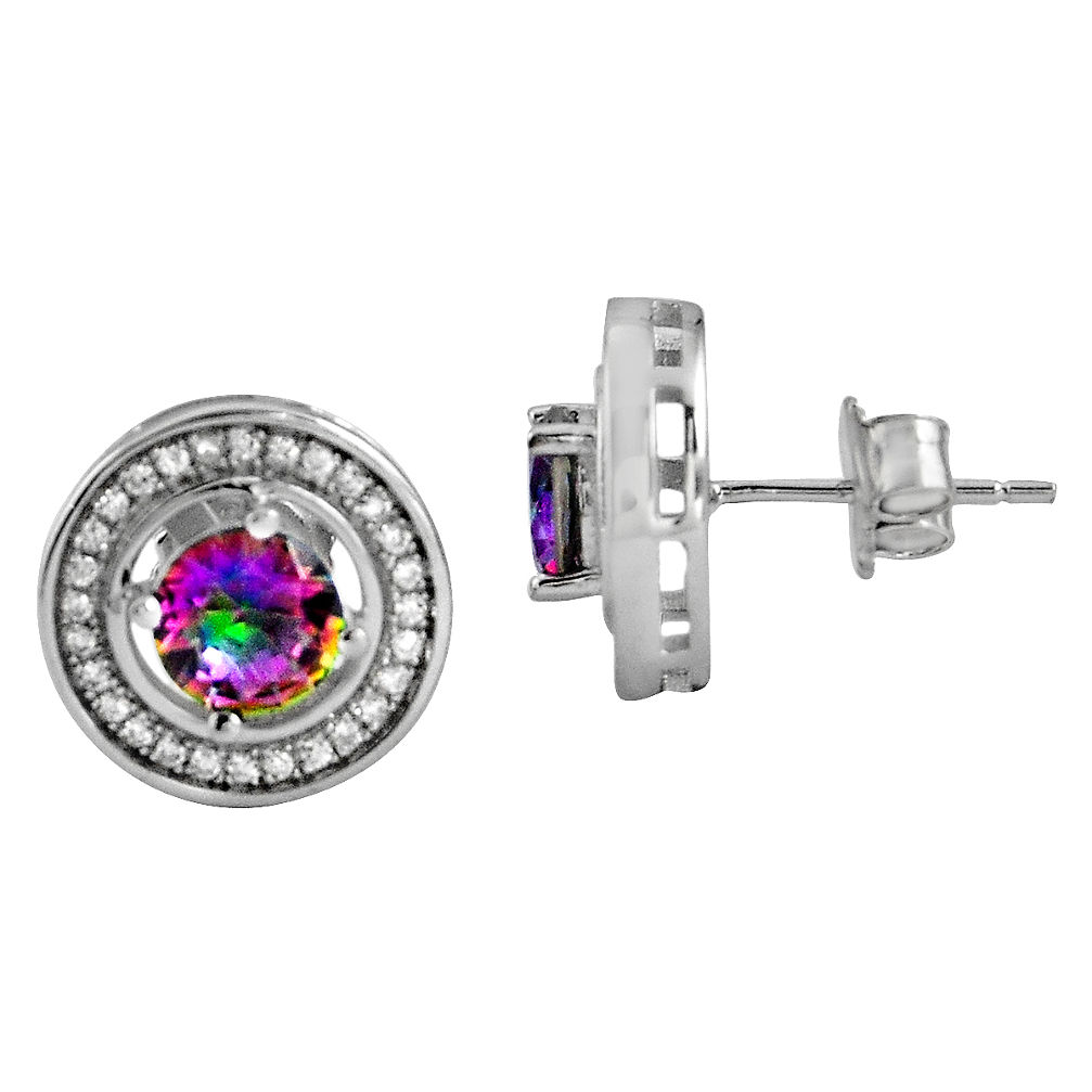 925 sterling silver 5.80cts multi color rainbow topaz topaz stud earrings c5171